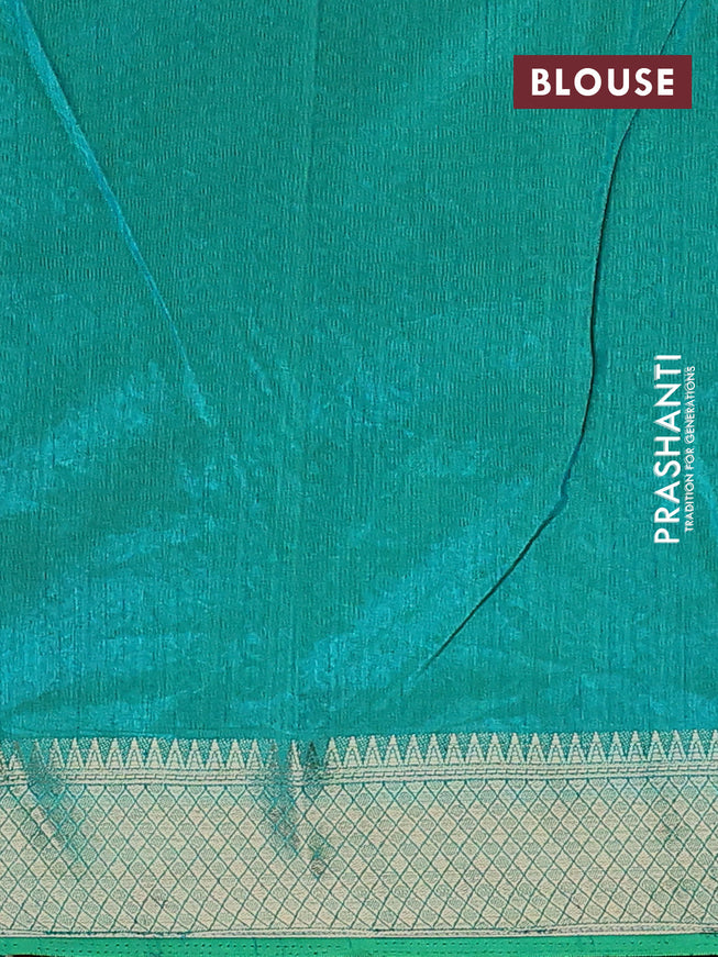 Semi tussar saree dual shade of maroon and dual shade of greenish blue with allover ikat weaves and zari woven border