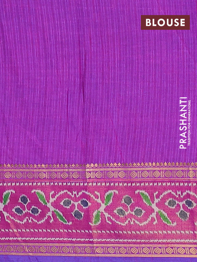 Semi tussar saree navy blue and purple with allover ikat weaves and zari woven ikat border