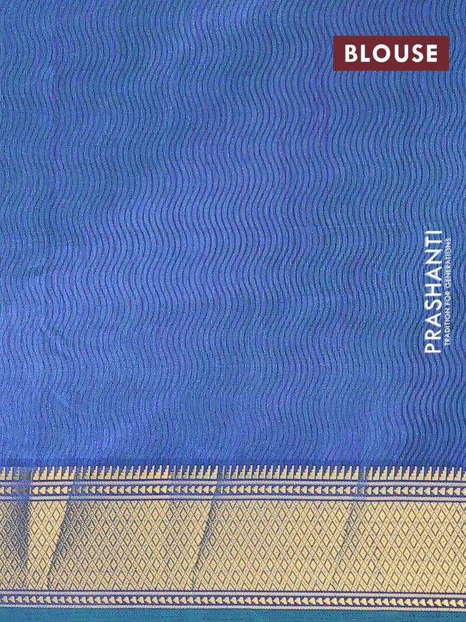 Semi tussar saree cs blue and blue with allover ikat weaves and zari woven border