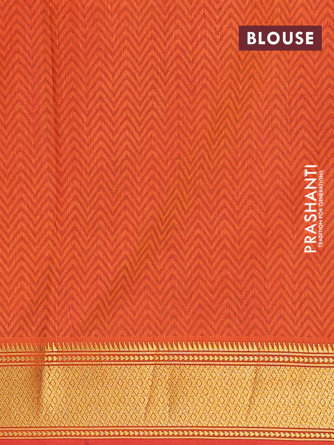 Semi tussar saree pink and rustic orange with allover ikat weaves and zari woven border