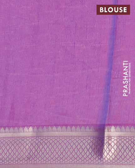 Semi tussar saree pink and dual shade of blue with allover ikat weaves and zari woven border