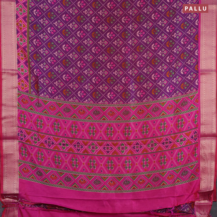Semi tussar saree dual shade of purple and pink with allover ikat weaves and zari woven border