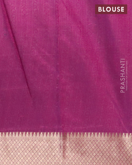 Semi tussar saree cs blue and purple with allover ikat weaves and zari woven border