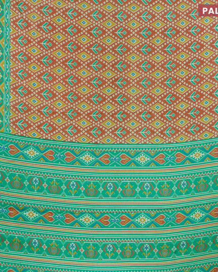 Semi tussar saree maroon shade and light green with allover ikat weaves and zari woven border