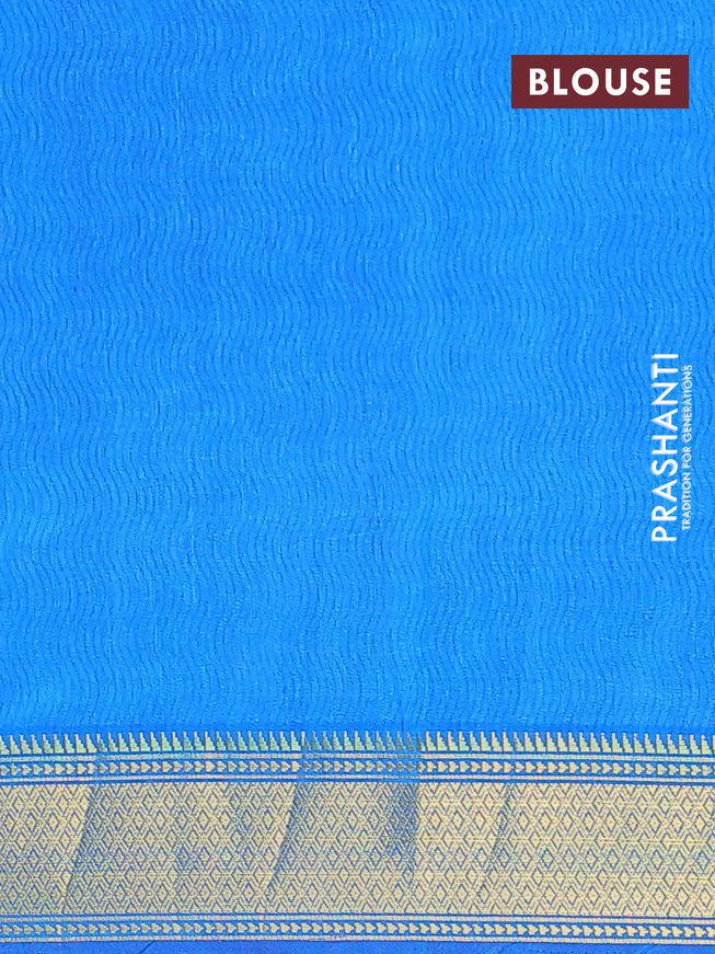 Semi tussar saree blue and cs blue with allover ikat weaves and zari woven border