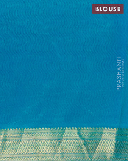 Semi tussar saree blue and teal blue with allover ikat weaves and rettapet ikat woven border