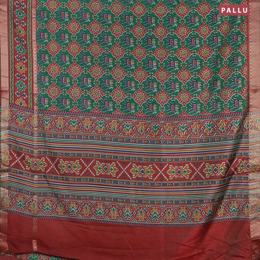 Semi tussar saree green and dual shade of maroon with allover ikat weaves and rettapet ikat woven border