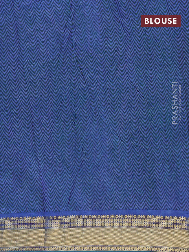 Semi tussar saree cs blue and dual shade of blue with allover ikat weaves and zari woven border