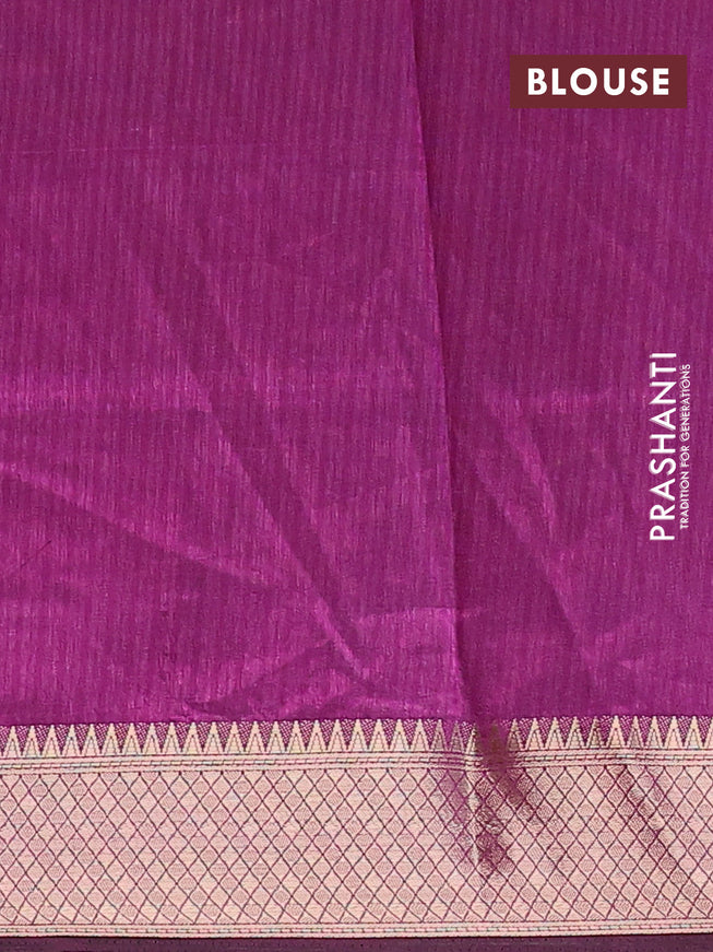 Semi tussar saree peacock blue and purple with allover ikat weaves and zari woven border