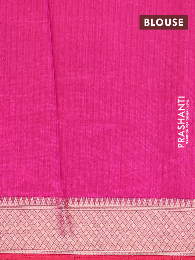 Semi tussar saree dual shade of purple green and pink with allover ikat weaves and zari woven border