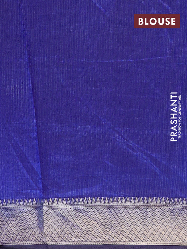 Semi tussar saree dark green purple and blue with allover ikat weaves and zari woven border