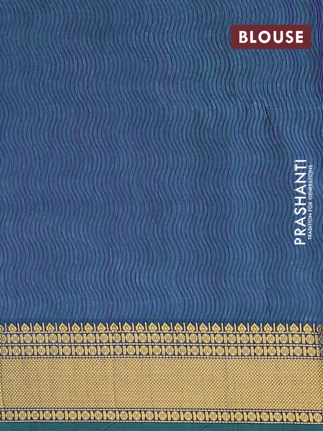 Semi tussar saree teal blue maroon and blue with allover ikat weaves and zari woven border