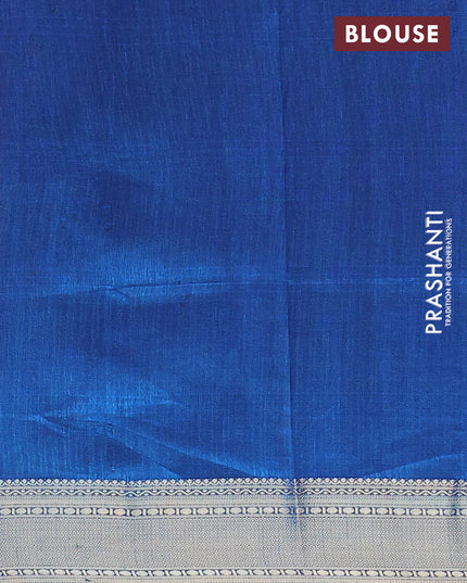 Semi tussar saree dark blue purple and peacock blue with allover ikat weaves and zari woven border