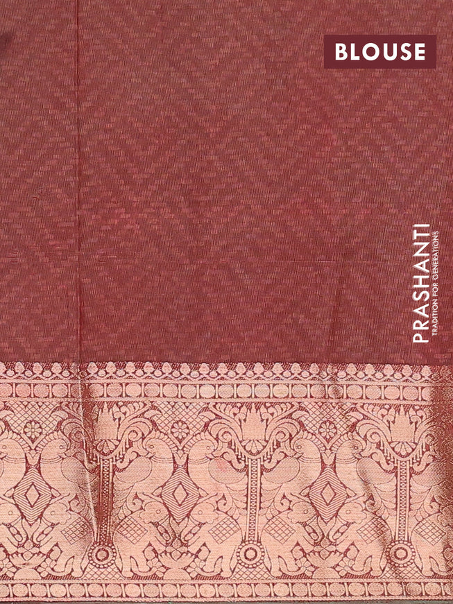 Semi tussar saree green and maroon shade with allover ikat weaves and zari woven border