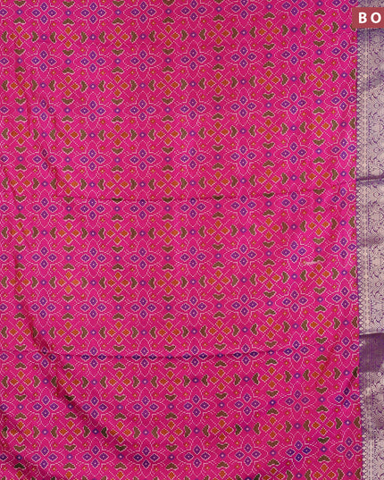 Semi tussar saree dual shade of pink and dual shade of purple with allover ikat weaves and zari woven border