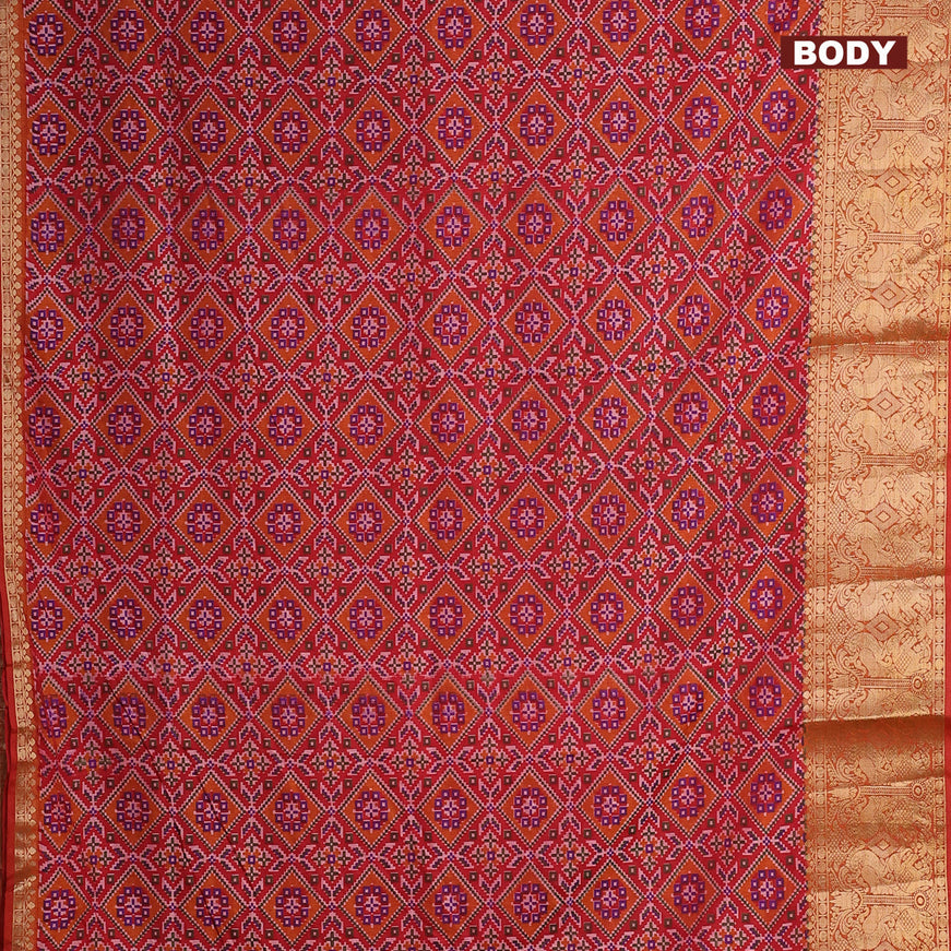 Semi tussar saree pink and dual shade of dark mustard with allover ikat weaves and zari woven border