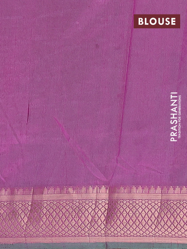 Semi tussar saree dual shade of blue and dual shade of purple with allover ikat weaves and zari woven border