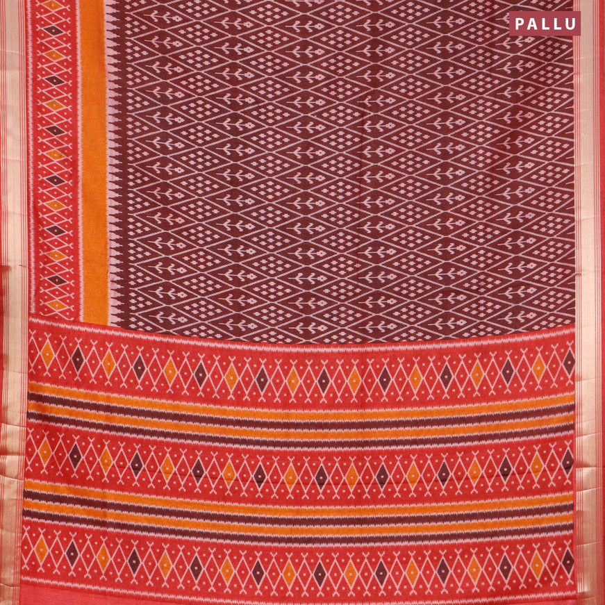 Semi tussar saree maroon shade and maroon with allover ikat weaves and zari woven border