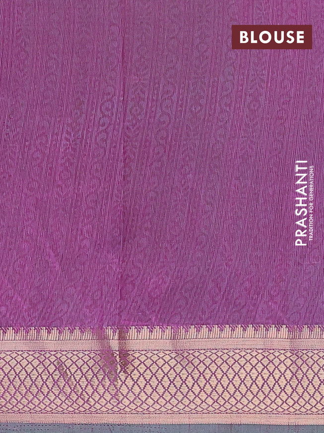 Semi tussar saree dual shade of blue and purple with allover ikat weaves and zari woven border