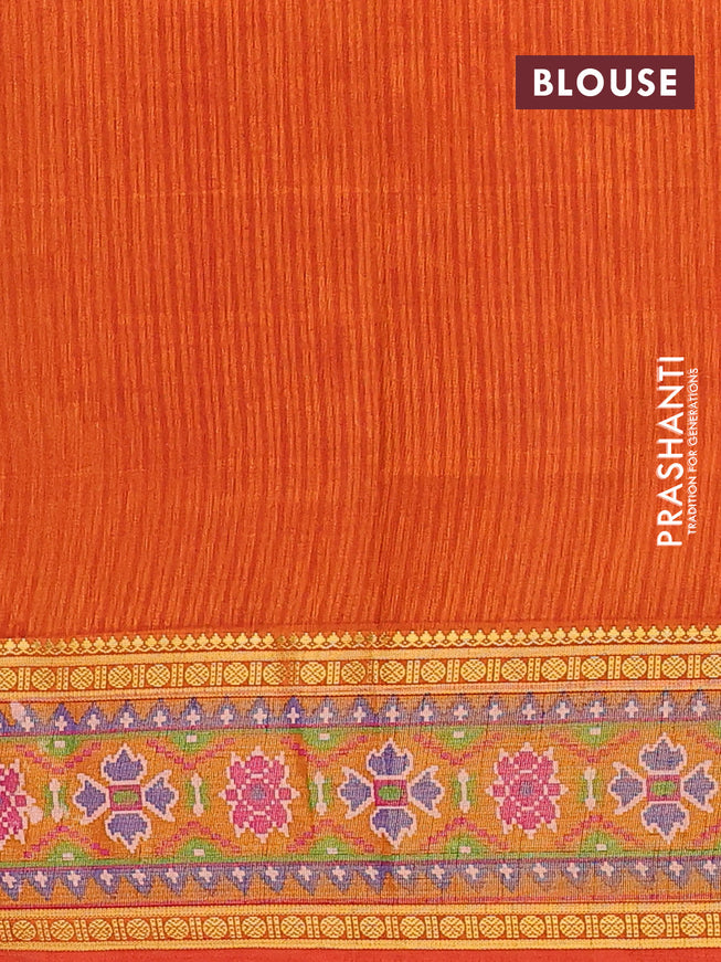 Semi tussar saree pink and rust shade with allover ikat weaves and zari woven border
