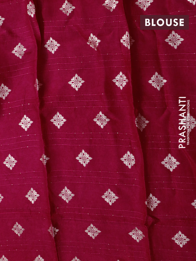 Dola silk saree orange and pink with allover zari stripe weaves and zari woven border & zari butta blouse