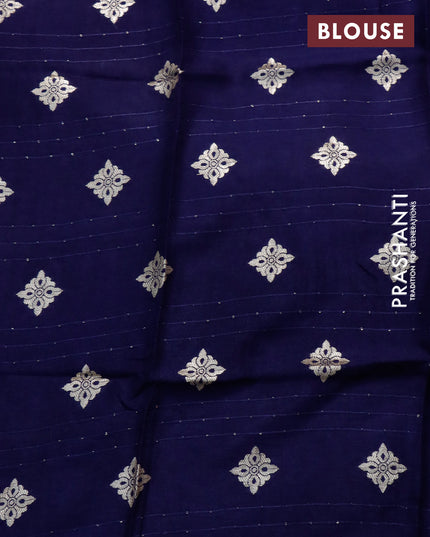 Dola silk saree pink and navy blue with allover zari stripes & butta weaves and zari woven border & zari butta blouse