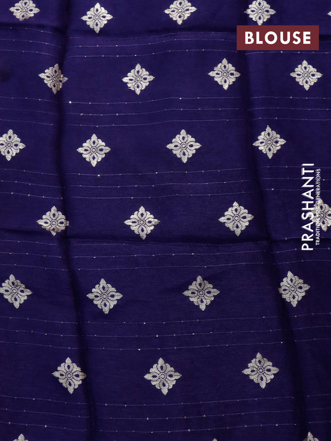 Dola silk saree pink and navy blue with allover zari stripes & butta weaves and zari woven border & zari butta blouse