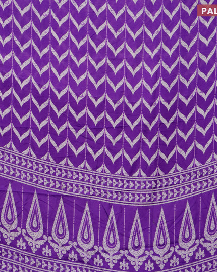 Semi dola saree violet with allover prints and zari woven border