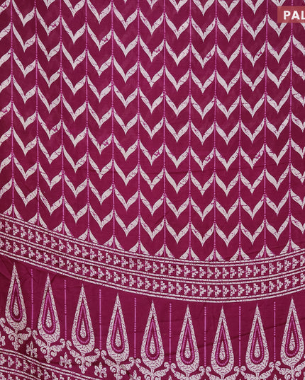 Semi dola saree deep purple with allover prints and zari woven border