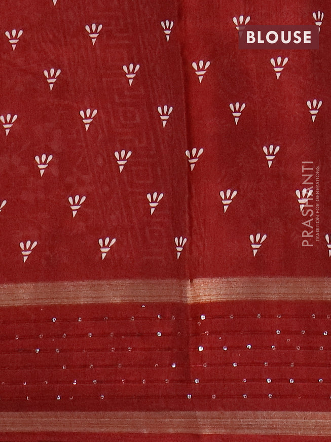 Semi dola saree maroon with allover prints and zari woven sequin work border