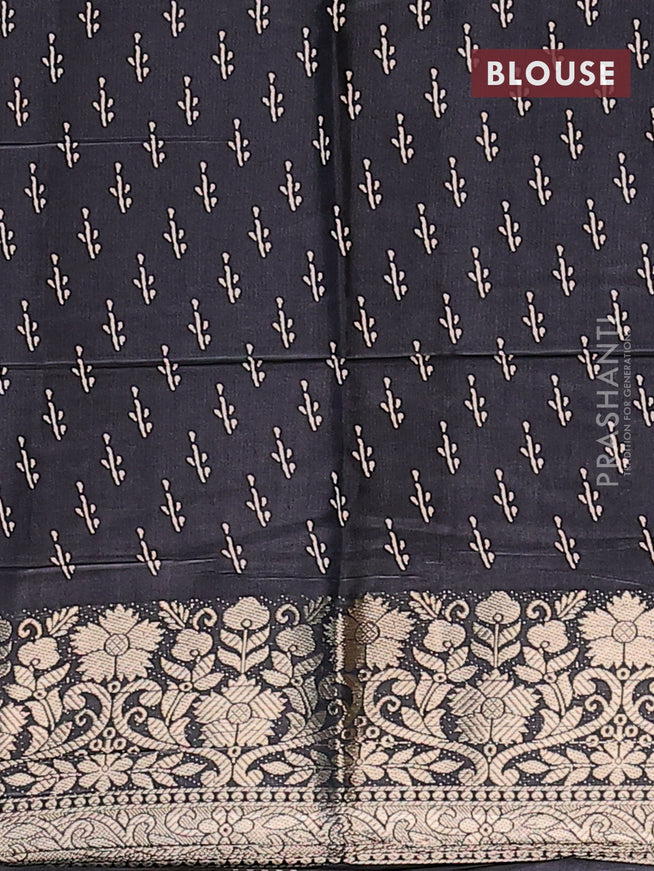 Semi dola saree black with allover zig zag prints and zari woven border