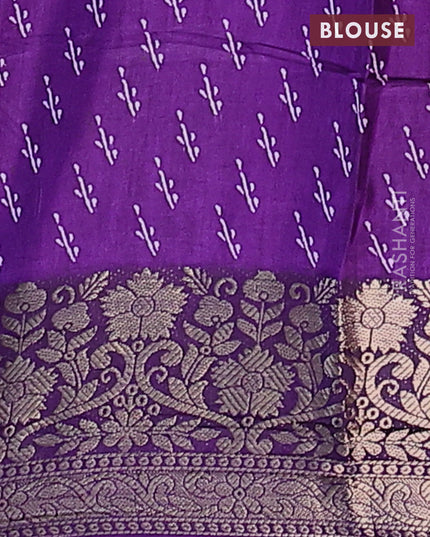 Semi dola saree violet with allover zig zag prints and zari woven border
