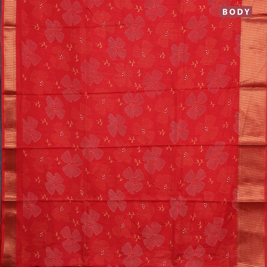 Semi dola saree red with allover prints and zari woven border