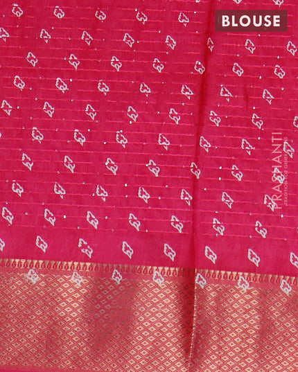 Semi dola saree pink with allover floral prints & sequin work and zari woven border