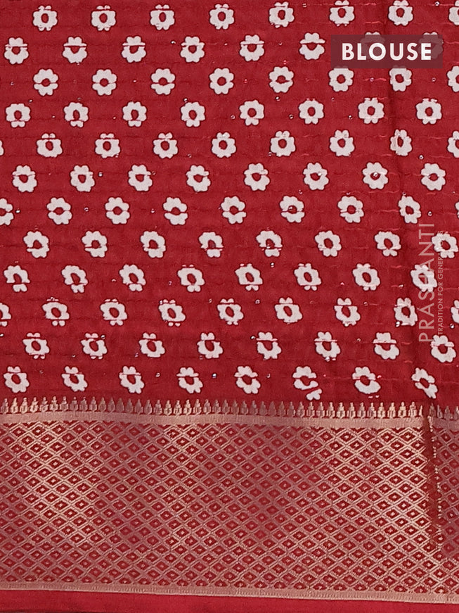 Semi dola saree maroon with allover shibori prints & sequin work and zari woven border