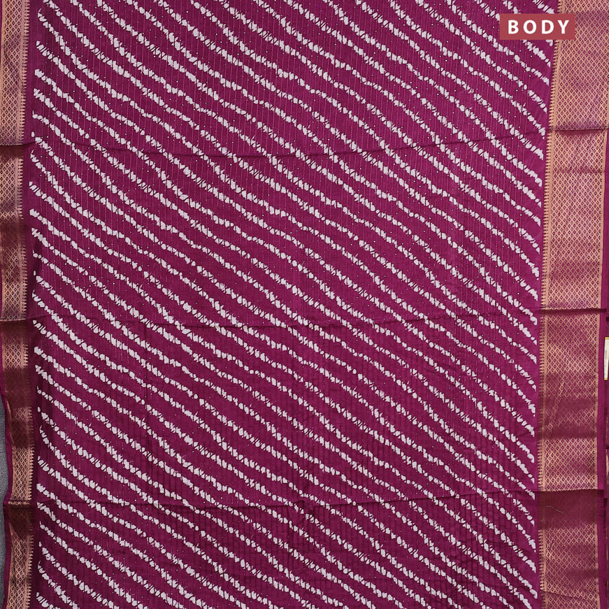 Semi dola saree deep purple with allover shibori prints & sequin work and zari woven border