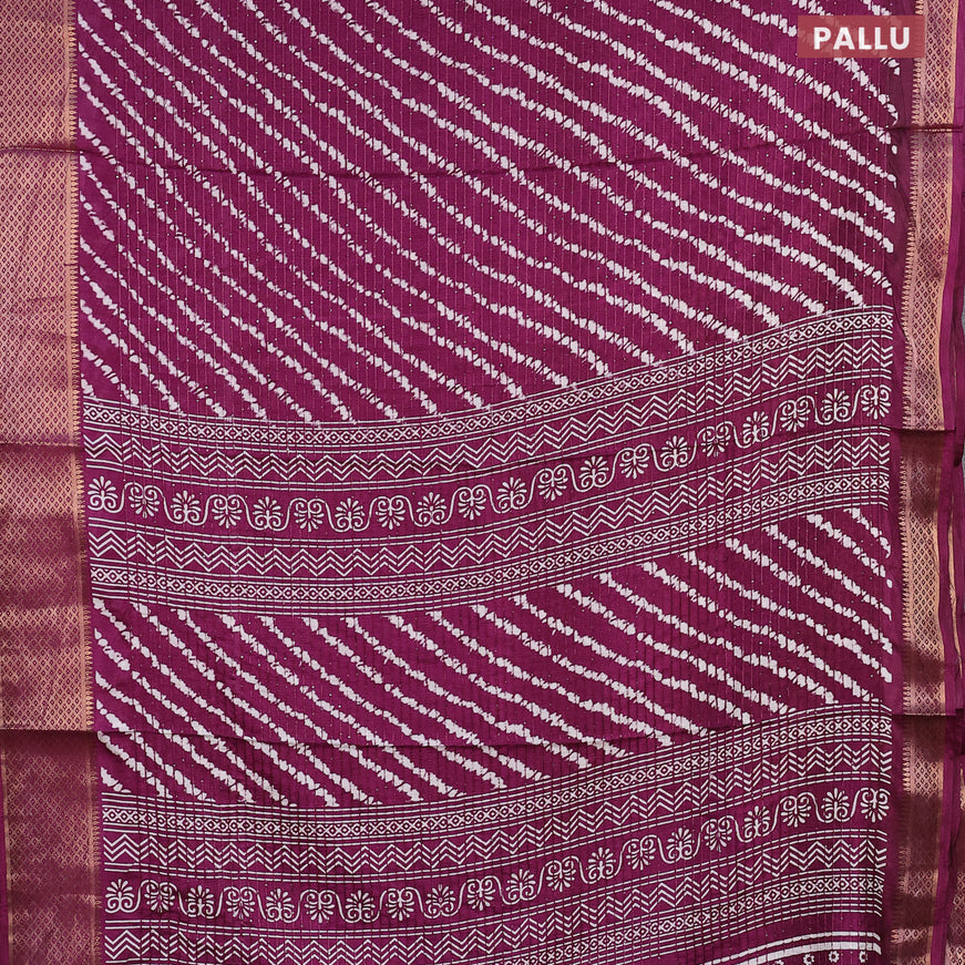 Semi dola saree deep purple with allover shibori prints & sequin work and zari woven border