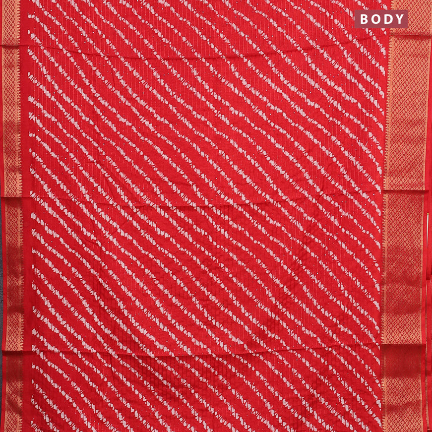 Semi dola saree red with allover shibori prints & sequin work and zari woven border