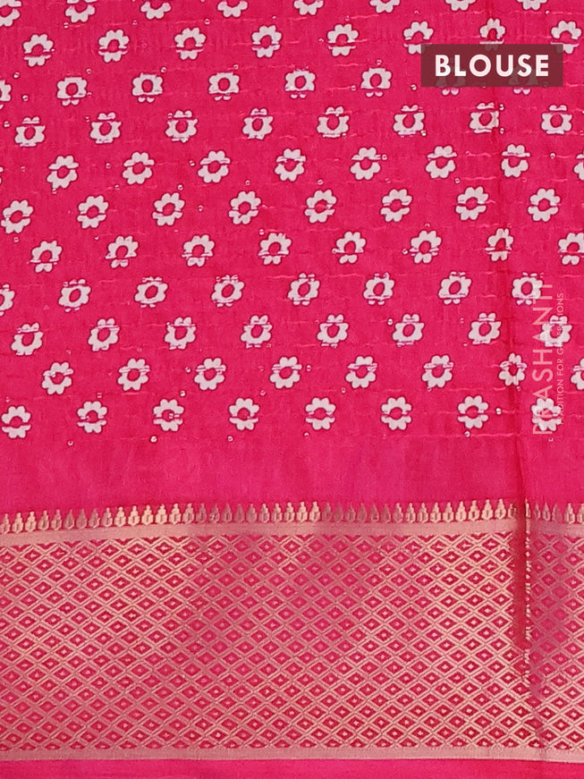 Semi dola saree pink with allover shibori prints & sequin work and zari woven border