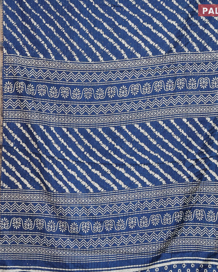 Semi dola saree peacock blue with allover shibori prints & sequin work and zari woven border