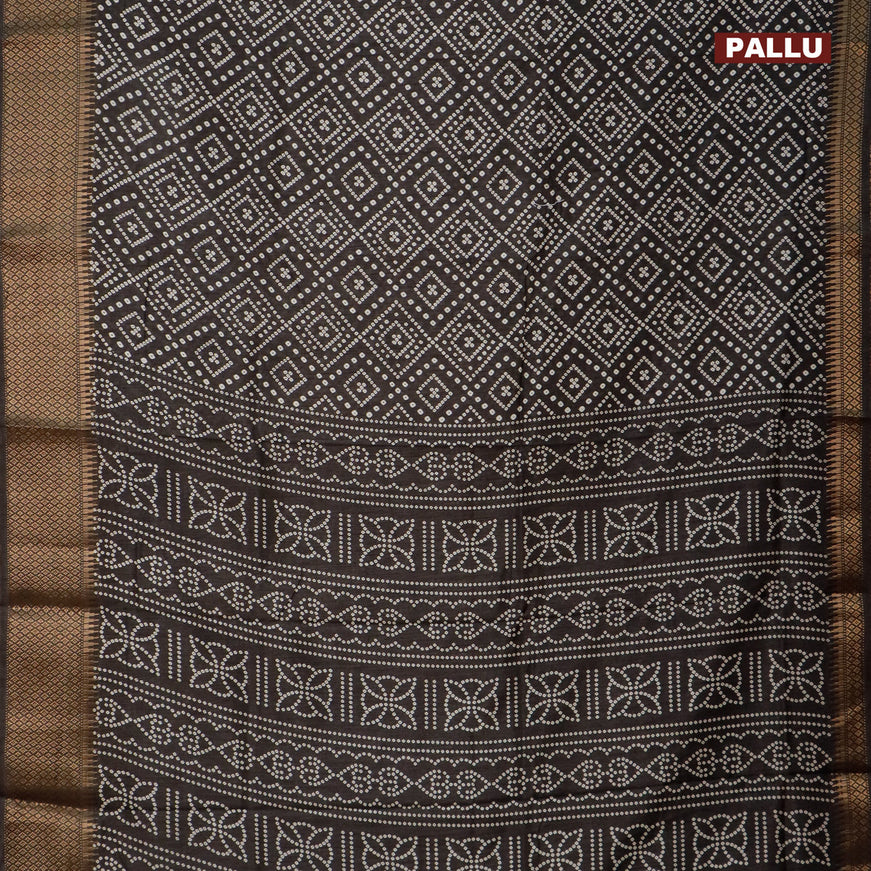 Semi dola saree dark grey with allover bandhani prints and zari woven border