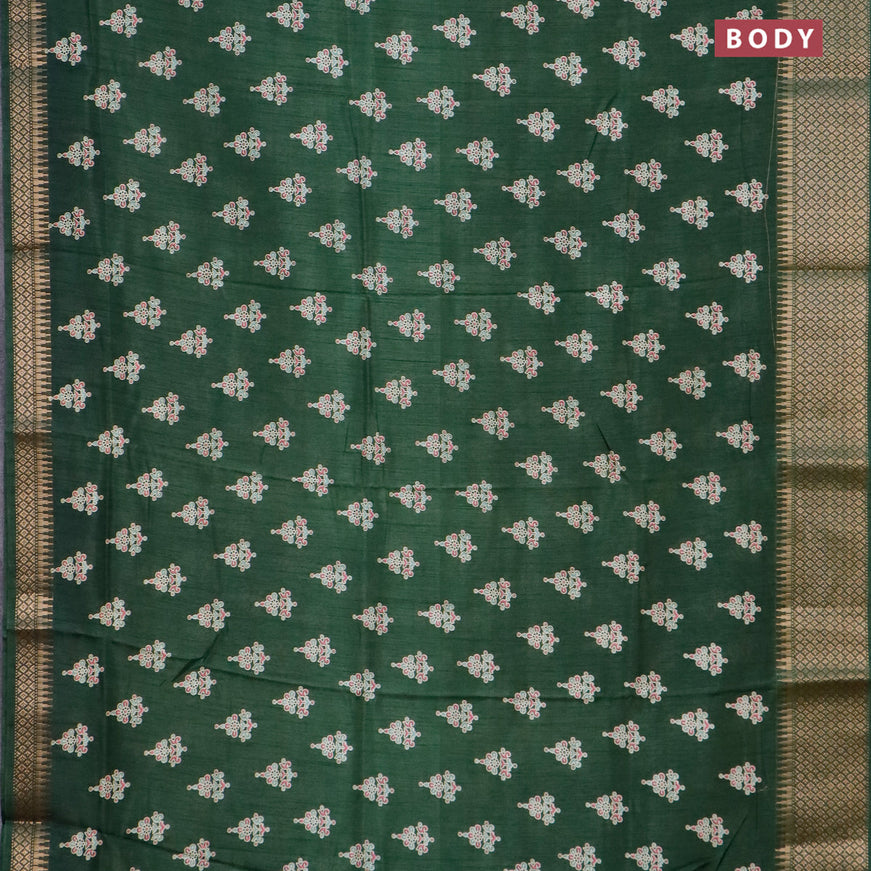 Semi dola saree green with allover butta prints and zari woven border