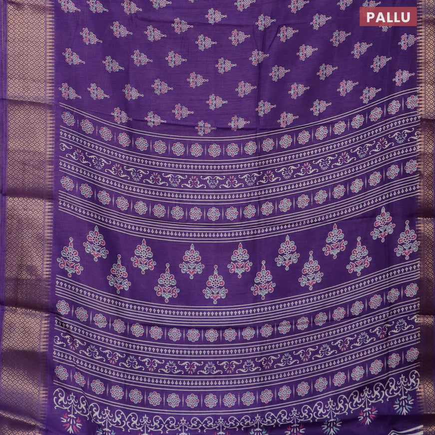 Semi dola saree violet with allover butta prints and zari woven border