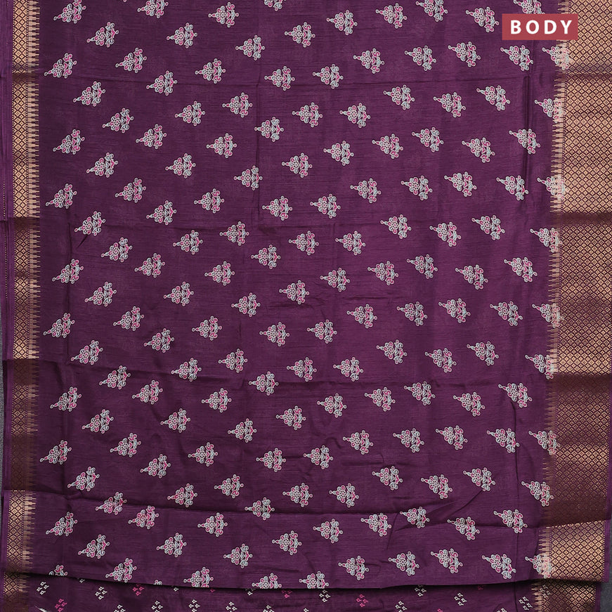 Semi dola saree violet with allover butta prints and zari woven border