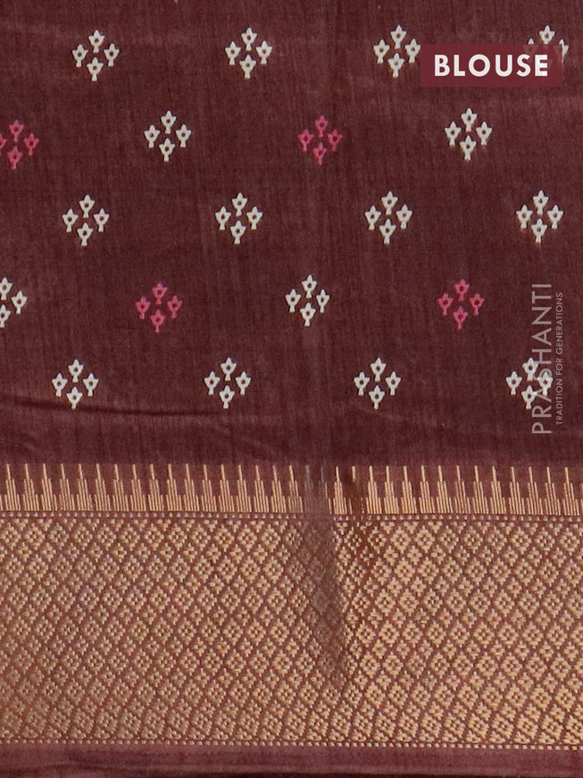 Semi dola saree rosy brown with allover butta prints and zari woven border
