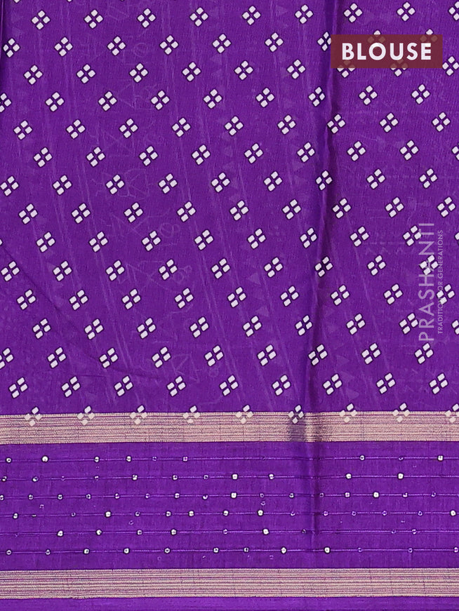 Semi dola saree violet with allover warli prints and zari woven sequin work border
