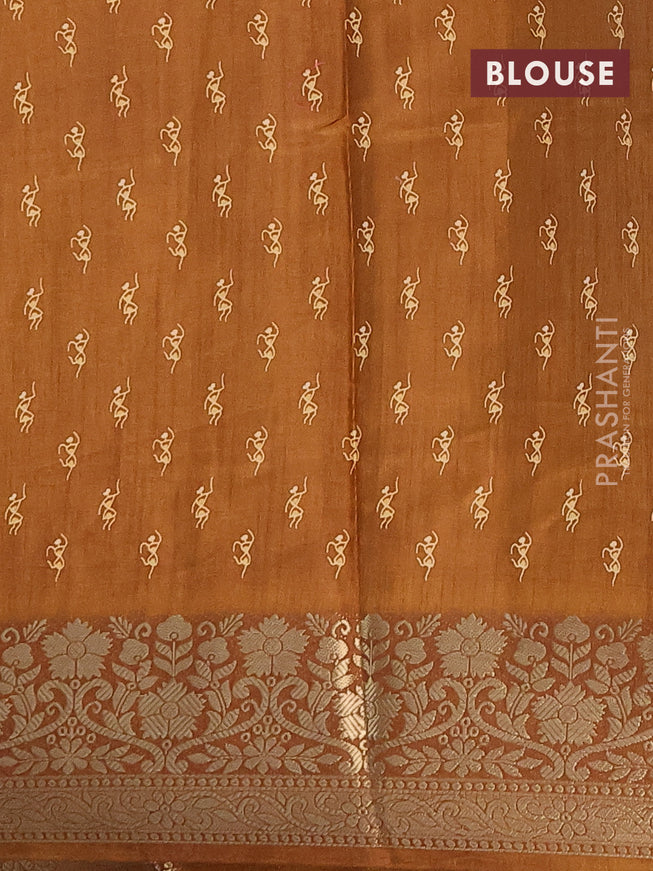 Semi dola saree brown shade with allover warli prints and zari woven border