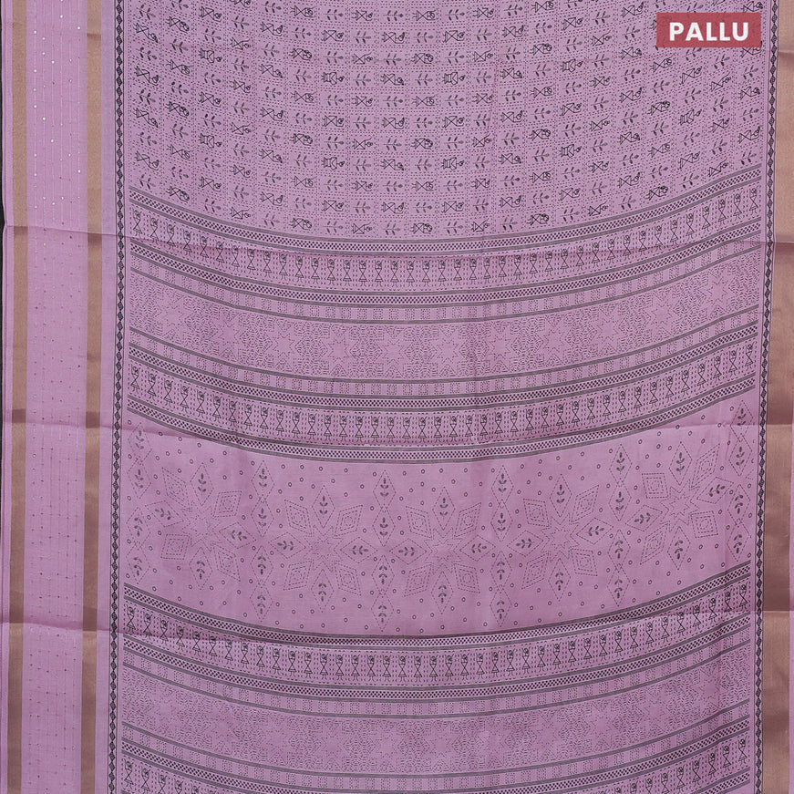 Semi dola saree light pink with allover warli prints and zari woven sequin work border