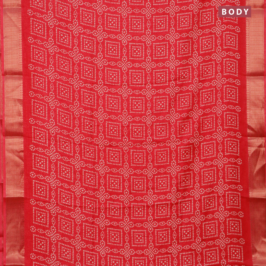 Semi dola saree pink with allover bandhani prints and zari woven border