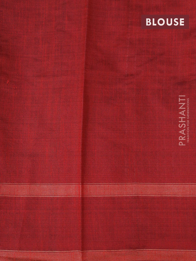Dupion silk saree navy blue and maroon with plain body and temple design rettapet zari woven border